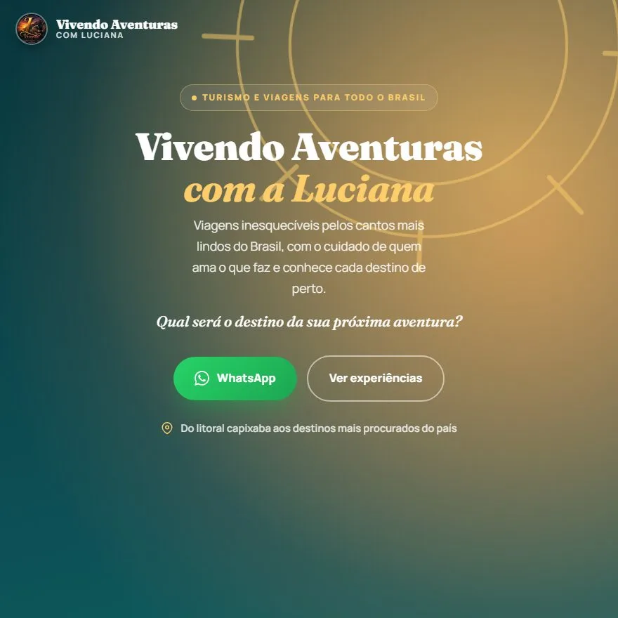 Landing page da agência Vivendo Aventuras com Luciana